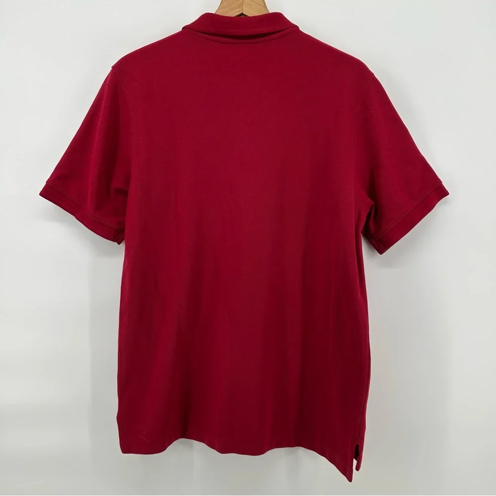 LL Bean Polo Shirt Mens Medium Red Slightly Fitted‎ Short Sleeve Classic Preppy